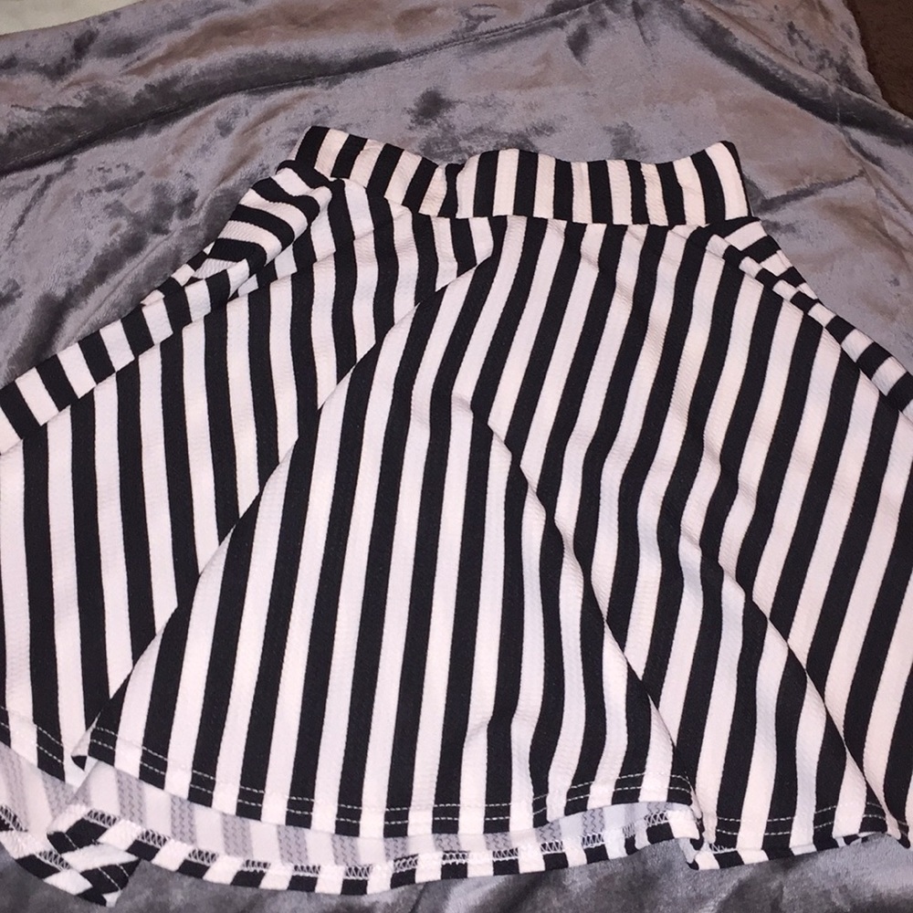 striped black and white skirt